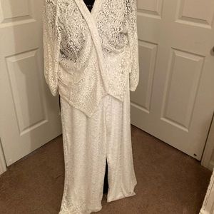 3 piece White Lace outfit (Jacket,skirt,pants)